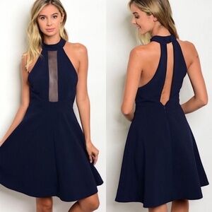 INA Navy Cutout Halter Dress
